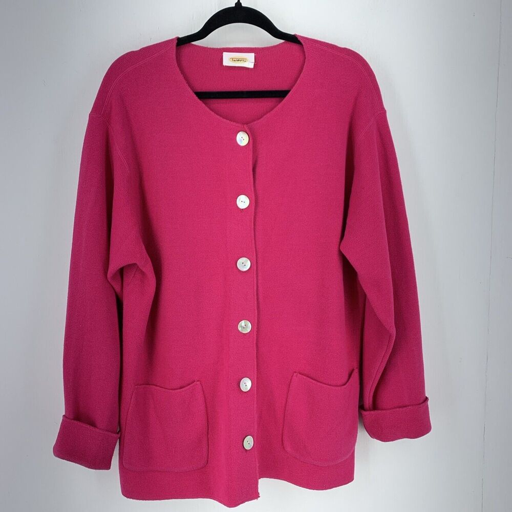 Vtg Talbots Womens 2X Cardigan Tunic Sweater Preppy Feminine Minimalist Office